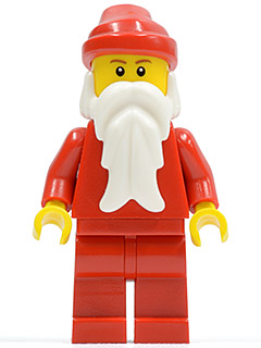 LEGO Minifigure hol009 - Santa, Red Legs. A minifigure of Santa Claus with a red hat, white beard, yellow head, and red suit.