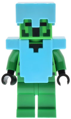 LEGO Minifigure min193 Cactus Knight, a green figure with light blue helmet and chest armor, features a pixelated face.