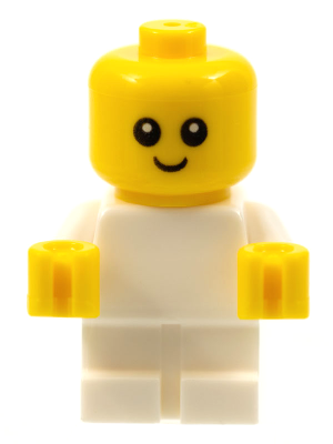 LEGO Minifigure njo0446, baby with white body, yellow hands, and yellow head with a simple smiling face.