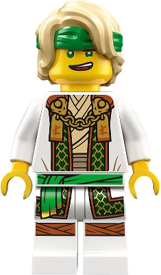 LEGO Minifigure njo0853 Lloyd - Master Lloyd with blonde hair, green headband, white and green robe with golden chains.