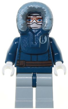 LEGO Minifigure sw0263 Anakin Skywalker wearing a blue parka with furry hood, white goggles, face wrap, and light gray legs.