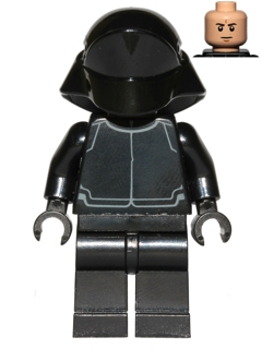 LEGO Minifigure sw0671 First Order Crew Member (Fleet Engineer / Gunner) in black uniform and helmet with light nougat head.
