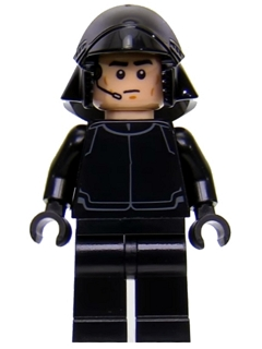 LEGO Minifigure sw0871 First Order Shuttle Pilot in black uniform with helmet and comms headset.