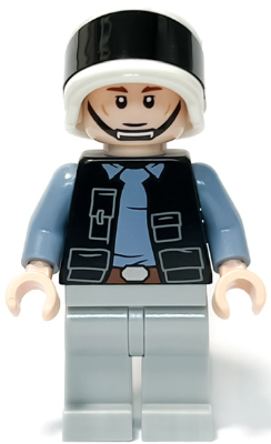 LEGO Rebel Fleet Trooper minifigure (sw1285) in white helmet with black visor, black vest, blue shirt, light gray pants, brown eyebrows.