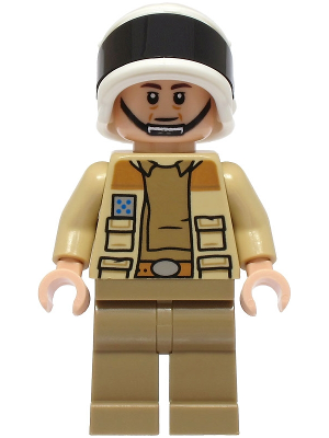 LEGO Minifigure Captain Antilles (sw1328) with white helmet, black visor, tan outfit, and large rank badge.