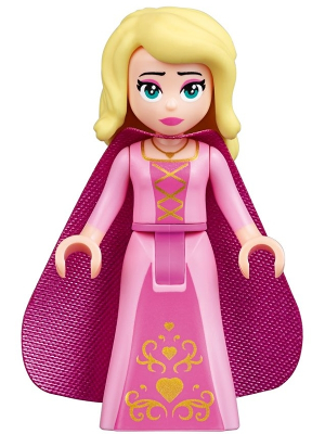 LEGO Minifigure tlm114 Susan with blonde hair, pink dress with gold details, and a dark pink cape.