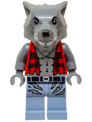 LEGO Minifigure twn527 Werewolf: torn red flannel, bare chest with fur and muscles, sand blue legs with belt and tears.