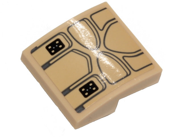 Tan LEGO Slope, Curved 2x2x2/3 with Millennium Falcon seat cushion pattern, part 15068pb218 from Set 75257.