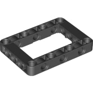 Black LEGO Technic Modified Frame Thick 5 x 7 Open Center, showing the rectangular frame with pin holes.