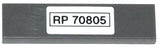 LEGO 1x4 dark gray tile with white sticker featuring 'RP 70805' pattern in black text and border.