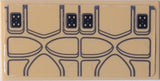 Light tan LEGO 2x4 tile showing a dark grey Star Wars Millennium Falcon seat cushion pattern with black details.