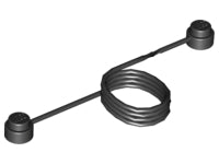 LEGO x127c30pb01 dark gray string element, 30L overall, with coiled center and studded ends.