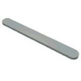 Grey flat rectangular LEGO Technic bar with rounded ends