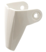 White LEGO Technic Throwbot Visor, part x209, featuring a U-shape, tapered front, and two attachment holes.