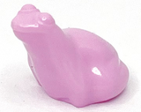 A single light pink LEGO frog figure, glossy and smooth, with small eyes and a rounded back.