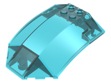 Transparent teal LEGO x224 windscreen, 8x6x2, curved with sloped sides and studs.