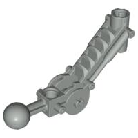 Grey LEGO Bionicle Ball Joint 5x7 Arm piece with a ball joint on one end and dual axle holes at 90 degrees.