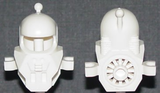 Front and back views of a white LEGO Minifigure Headgear Helmet Underwater with Antenna and Clips, piece x40.