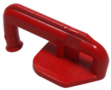 Red LEGO x886 Train Coupler Hook, a single plastic piece with a rounded hook and flat base.