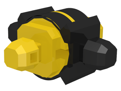 LEGO Zbb018 Znap Connector 3 x 3 - 4 way C (Closed) in black and yellow colors