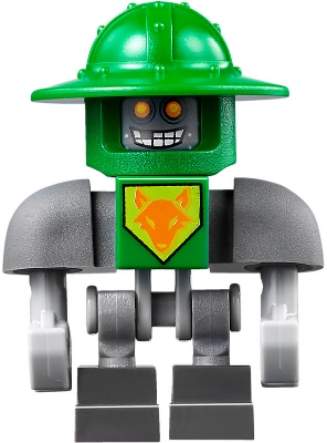 LEGO Minifigure nex103 - Aaron Bot - Dark Bluish Gray Shoulders, Green Helmet - Authentic LEGO Minifigure Main Image