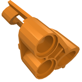 Orange LEGO Technic Panel Fairing #6, part 32528, a small short piece with three large holes.