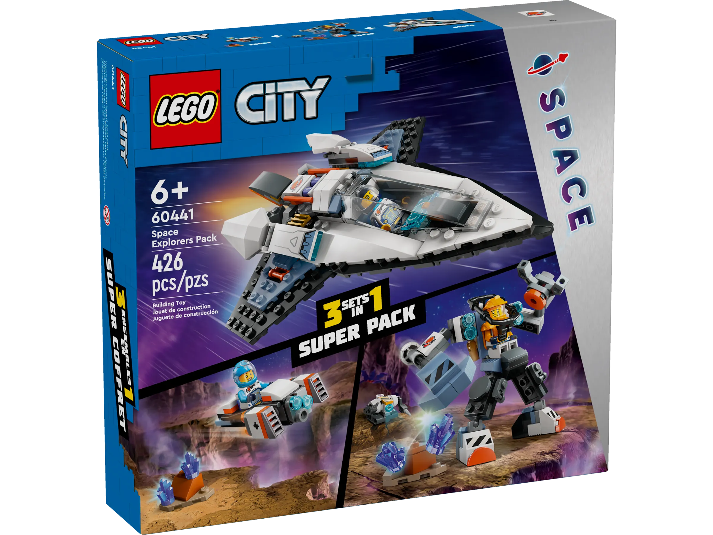 LEGO City 60441 - City Bundle Pack, 3 Sets in 1 Super Pack (Sets 30663, 60428, and 60430) - Space Explorers Pack - Authentic LEGO Set Main Image