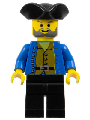 LEGO Minifigure pi033 - Pirate Brown Shirt, Black Legs, Black Pirate Triangle Hat - Authentic LEGO Minifigure Main Image