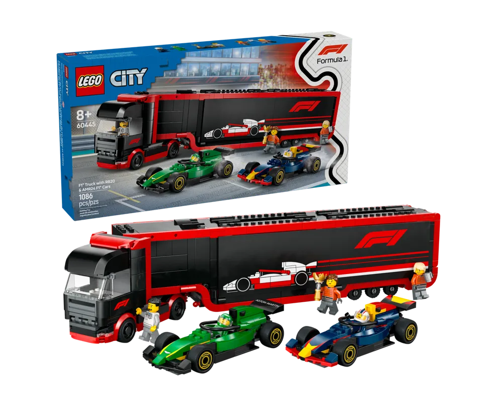 LEGO City 60445 - F1 Truck with RB20 & AMR24 F1 Cars - Authentic LEGO Set Main Image