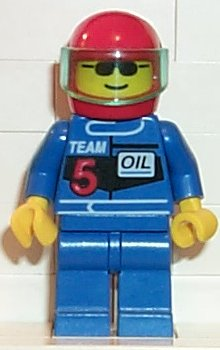 LEGO Minifigure rac003 - Racing Team 5, Red Helmet, Trans-Light Blue Visor - Authentic LEGO Minifigure Main Image