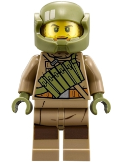 LEGO Minifigure sw0892 - Resistance Trooper - Dark Tan Hoodie Jacket, Ammo Pouch, Stubble, Helmet with Chin Guard - Authentic LEGO Minifigure Main Image
