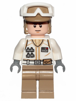 LEGO Minifigure sw1015 - Hoth Rebel Trooper White Uniform, Dark Tan Legs (Frown) - Authentic LEGO Minifigure Main Image