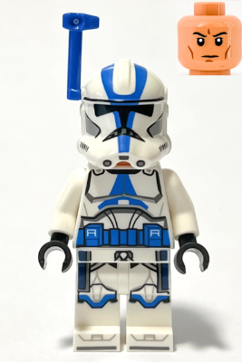 LEGO Minifigure sw1246 - Clone Trooper Officer, 501st Legion (Phase 2) - White Arms, Blue Rangefinder, Nougat Head, Helmet with Holes - Authentic LEGO Minifigure Main Image