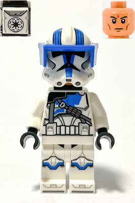 LEGO Minifigure sw1247 - Clone Heavy Trooper, 501st Legion (Phase 2) - White Arms, Blue Visor, Backpack, Nougat Head, Helmet with Holes - Authentic LEGO Minifigure Main Image