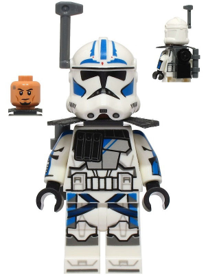 sw1329 Clone ARC Trooper Fives, 501st Legion (Phase 2). White and blue armored trooper. Includes unhelmeted head and back view.