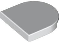 Light gray LEGO Tile, Round 2 x 2 Half Circle Extended, with a smooth surface, seen from an angle.