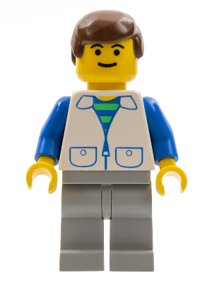 LEGO Minifigure trn033 - Suit with 2 Pockets White - Light Gray Legs, Brown Male Hair - Authentic LEGO Minifigure Main Image
