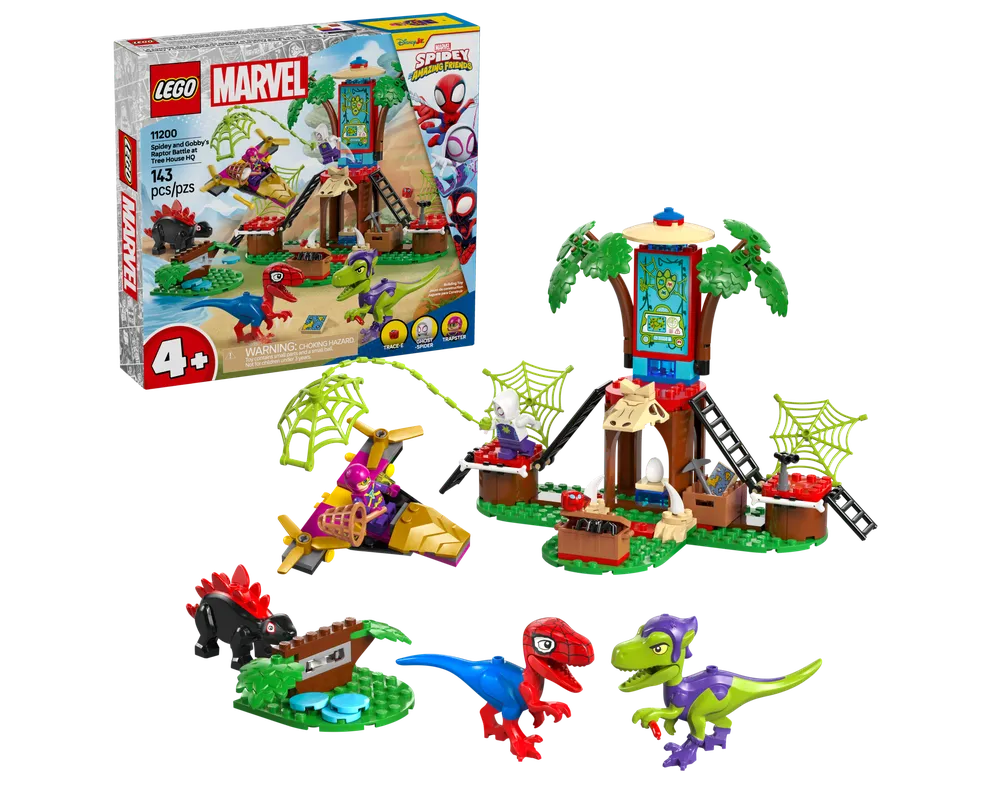 LEGO Super Heroes 11200 - Spidey and Gobby's Raptor Battle at Tree House HQ - Authentic LEGO Set Main Image