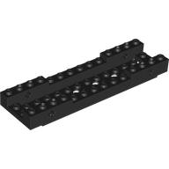 Black LEGO vehicle baseplate, 4x14x1, with a 2x12 recessed center and studs on top.