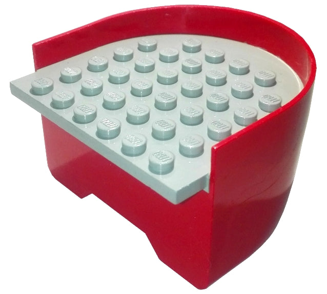LEGO x147c01 Boat, Hull Smooth Stern 6 x 6 x 3 1/3 with Light Gray Deck - Main Product Image