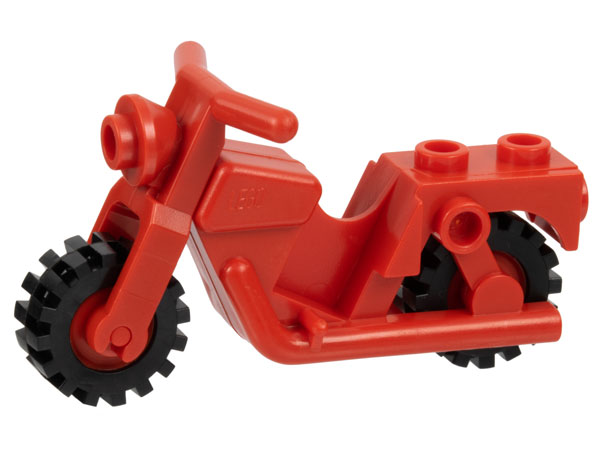 LEGO x81c01 Motorcycle Town with  Wheels with Black Tires (x81 / 3464c02) in Red - Authentic LEGO Part