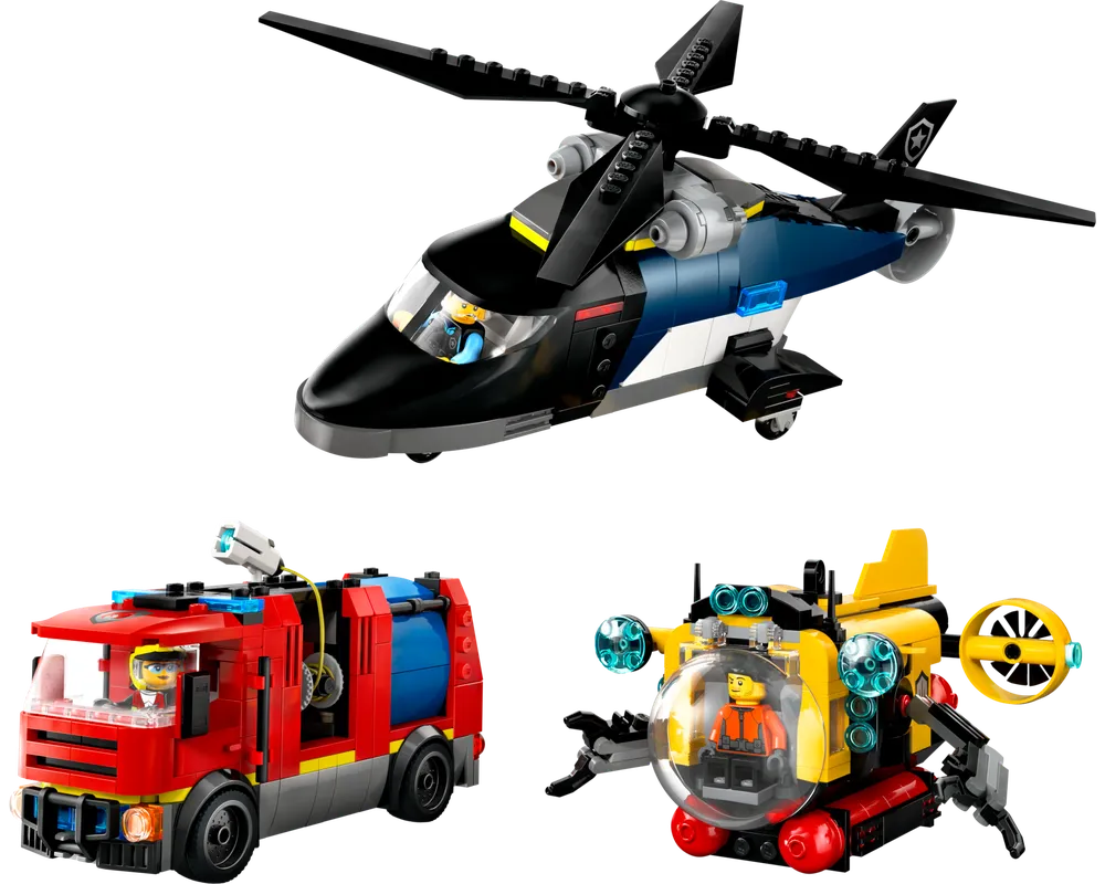 LEGO City 60462 - Helicopter, Fire Truck & Submarine Remix - Authentic LEGO Set Image 2