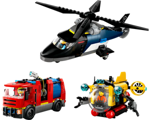 LEGO City 60462 - Helicopter, Fire Truck & Submarine Remix - Authentic LEGO Set Image 2
