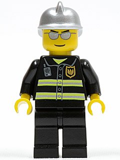 LEGO cty0047 - Fire - Reflective Stripes, Black Legs, Silver Fire Helmet, Silver Sunglasses