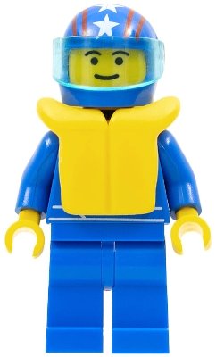 LEGO oct037a - Octan - Blue Oil, Blue Legs, Life Jacket, Blue Helmet 4 Stars & Stripes, Trans-Light Blue Visor