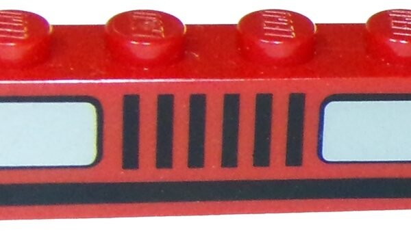 LEGO 3010p08 - Brick 1 x 4 with Grille Lines and White Car Headlights Pattern