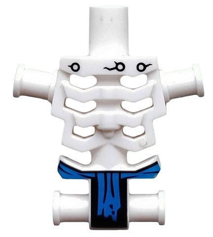 LEGO 93060pb01 - Torso Skeleton, Angular Rib Cage with Black Holes and Cracks and Blue Loincloth Pattern