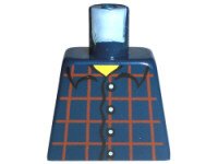 LEGO 973pb0086 - Torso Shirt Dark Red Plaid, 4 White Buttons, Narrow Yellow Neck Pattern