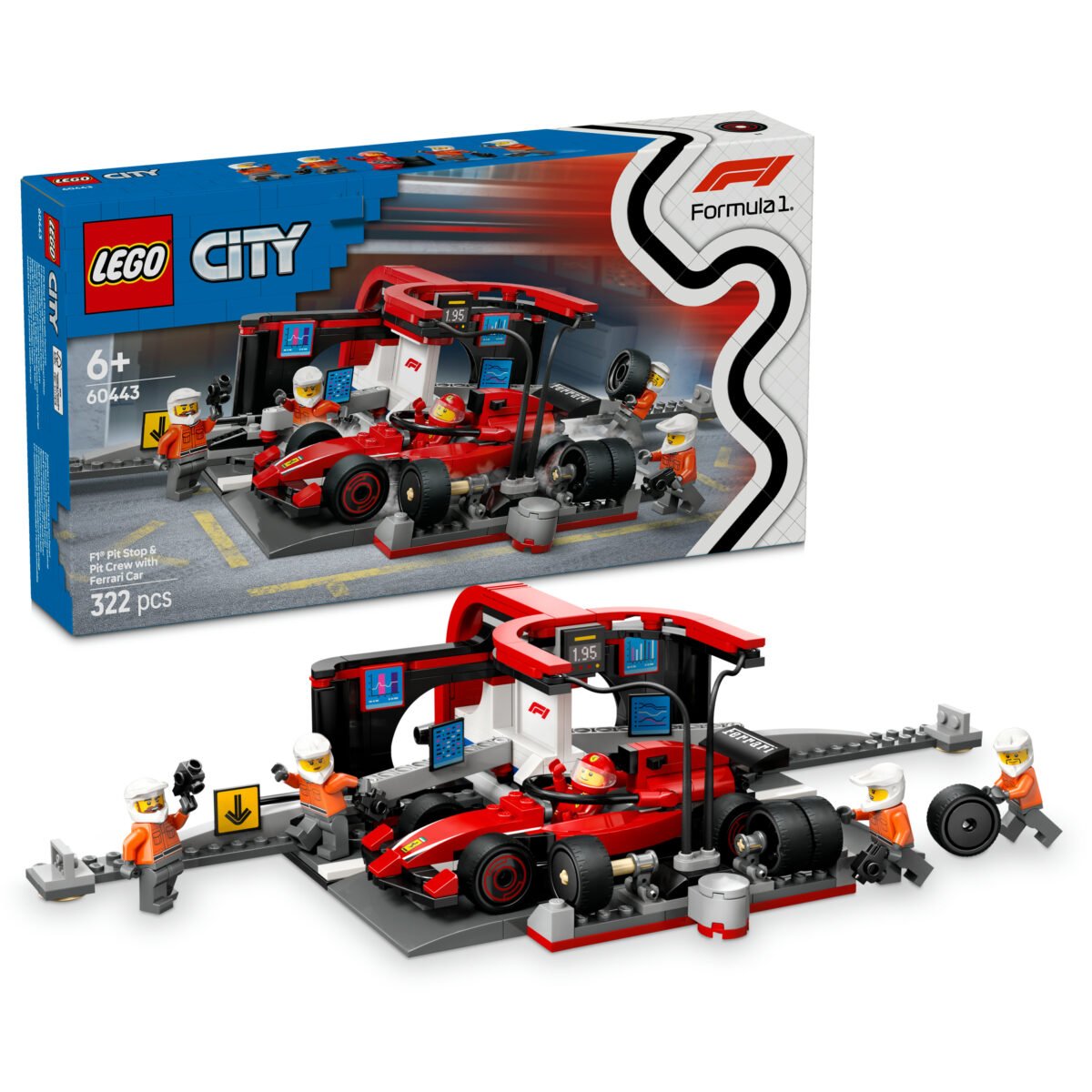 LEGO City 60443 - F1 Pit Stop & Pit Crew with Ferrari Car