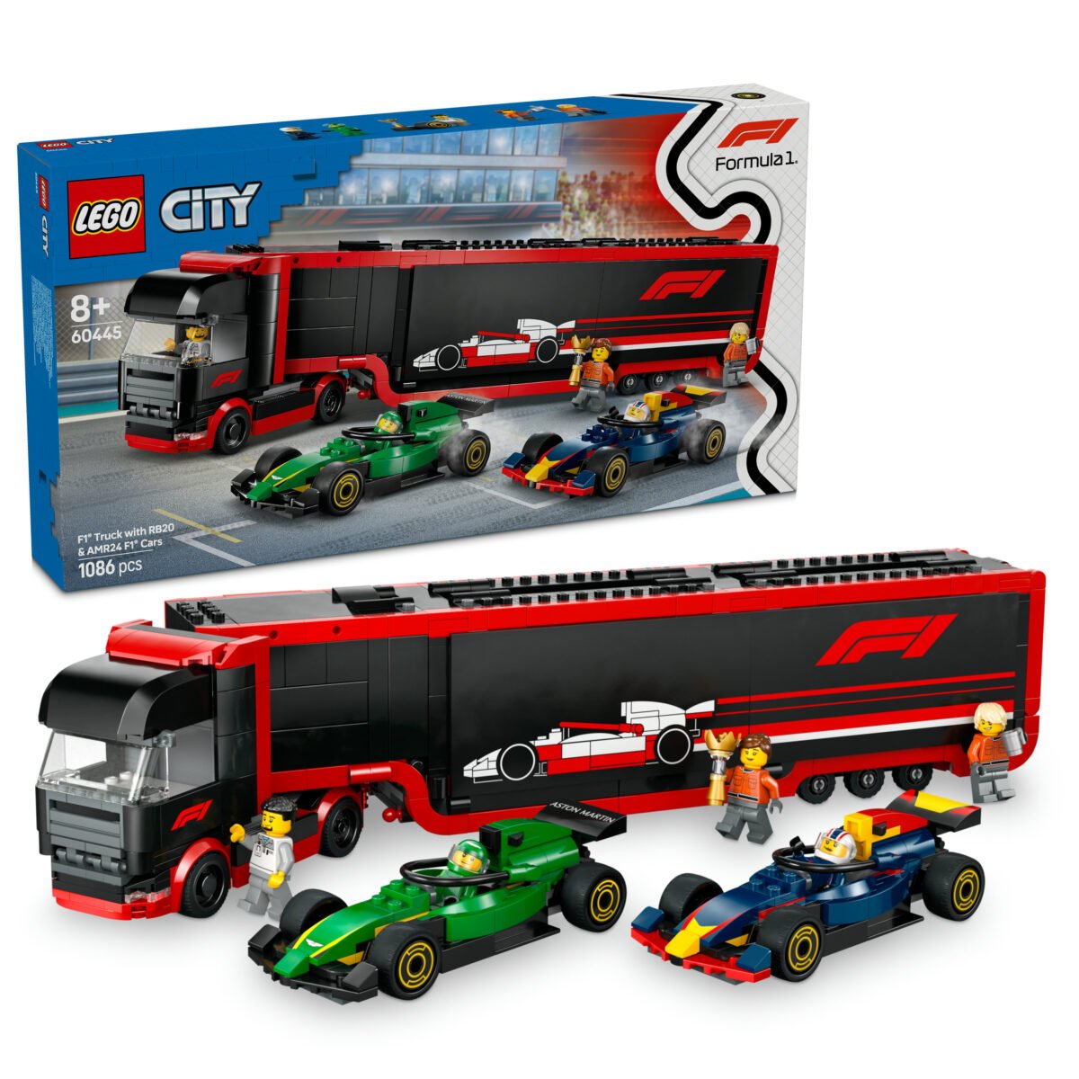 LEGO City 60445 - F1 Truck with RB20 & AMR24 F1 Cars